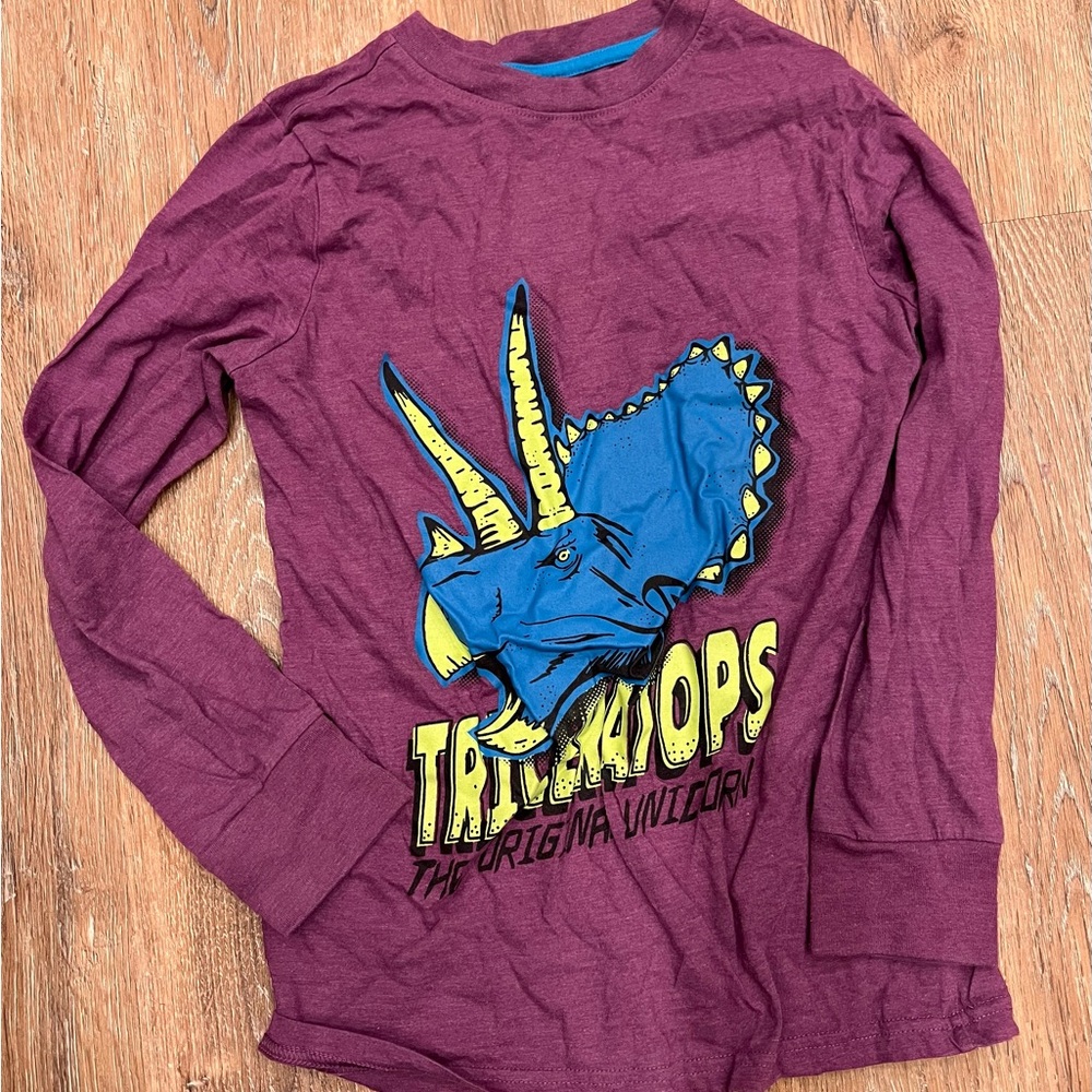 Triceratops Kids Long Sleeve Shirt - Purple